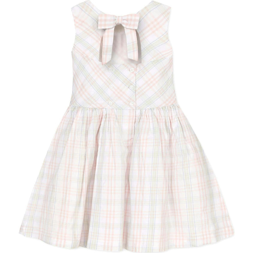 Organic Stretch Poplin Button Back Party Dress, White