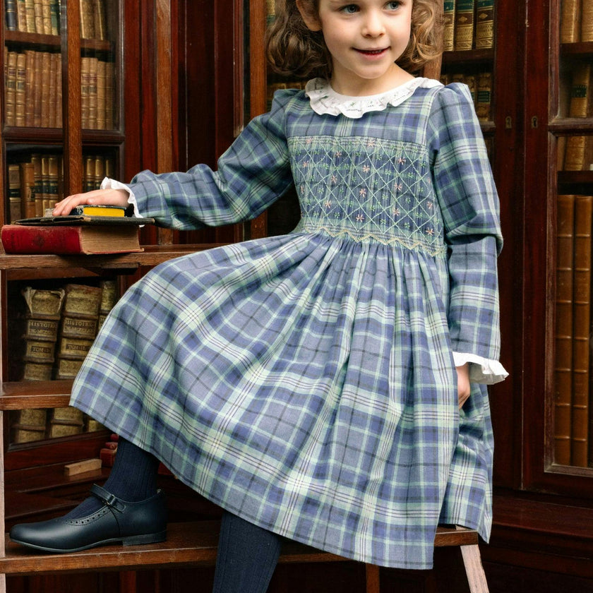 Heidi Blue Tartan Smocked Dress