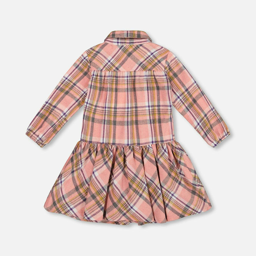 Shirt Plaid Dress with Frill