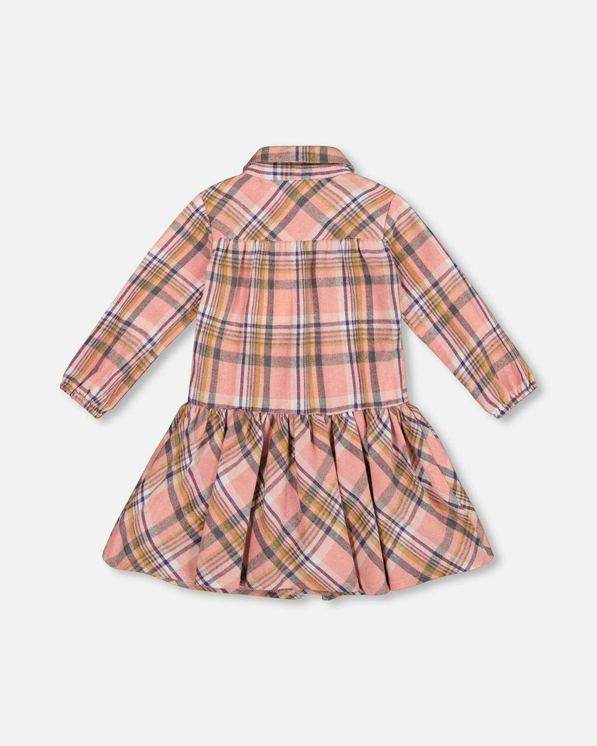 Shirt Plaid Dress with Frill