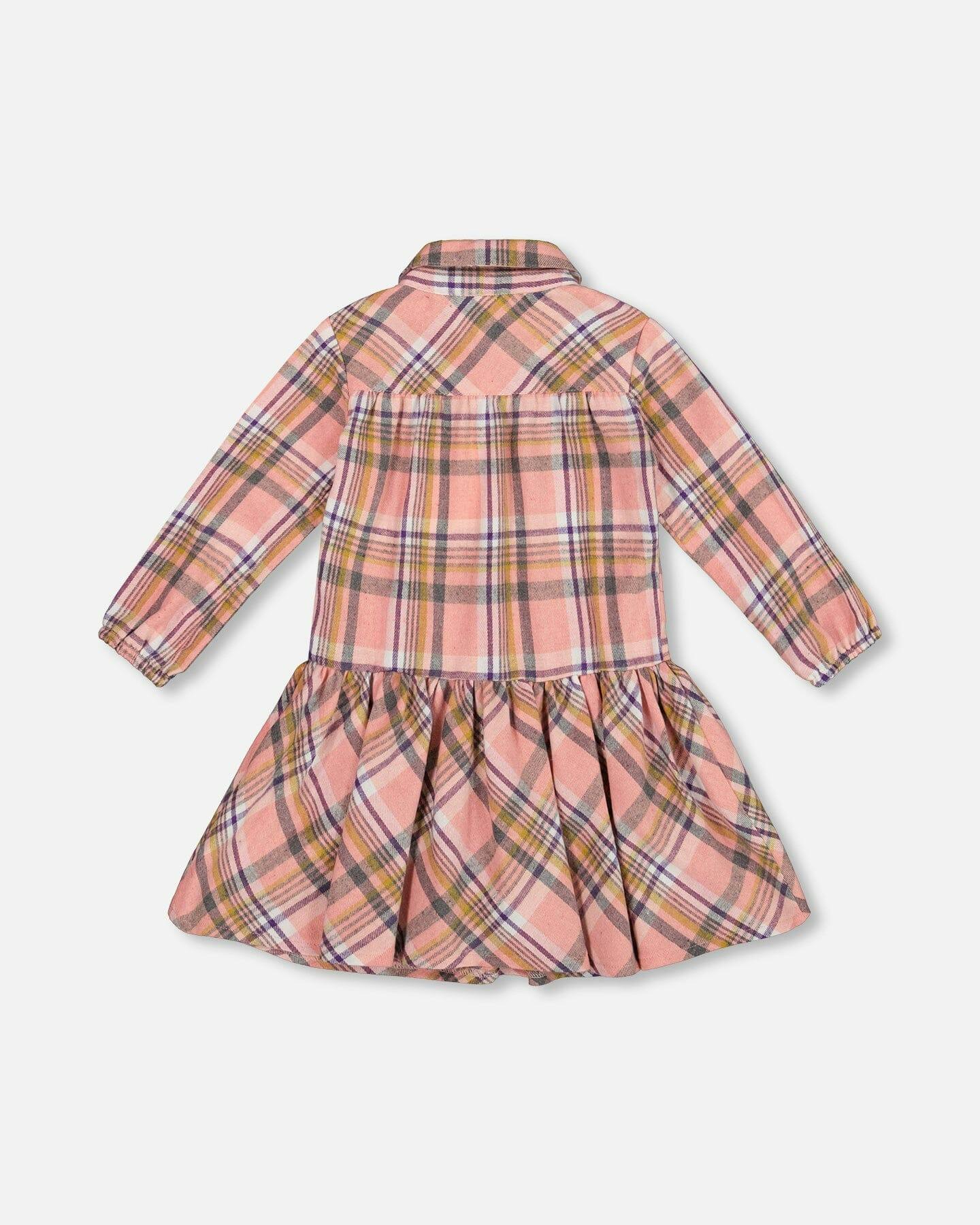 Shirt Plaid Dress with Frill
