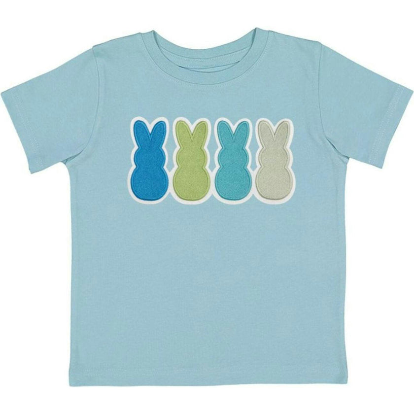 Peeps Embroidered Patch Easter Short Sleeve T-Shirt - Cool Blue