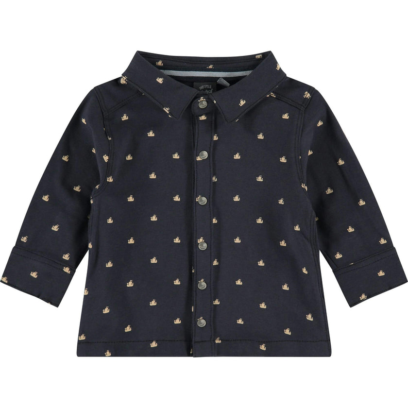 Viking Ship Graphic Button-Up T-Shirt