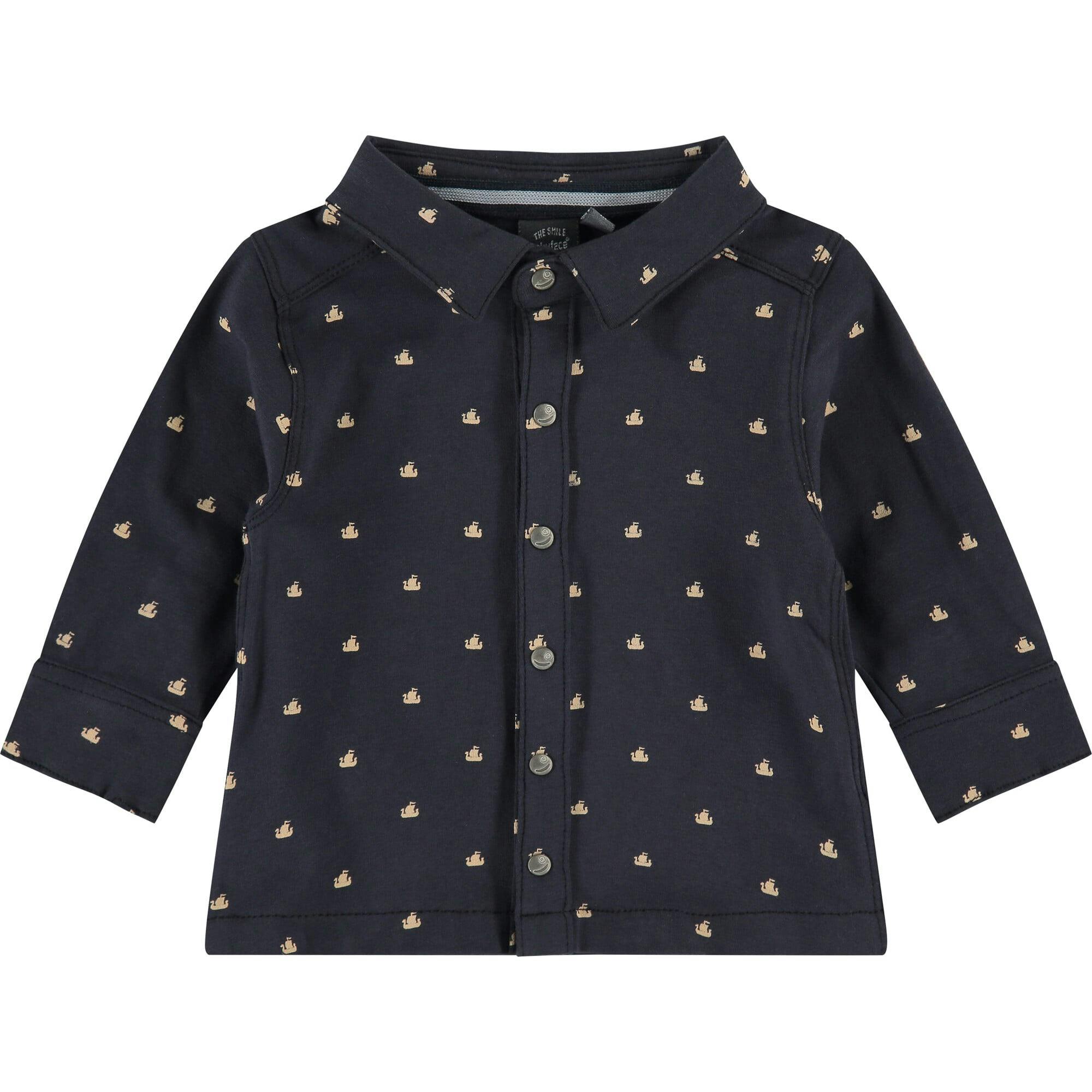 Viking Ship Graphic Button-Up T-Shirt