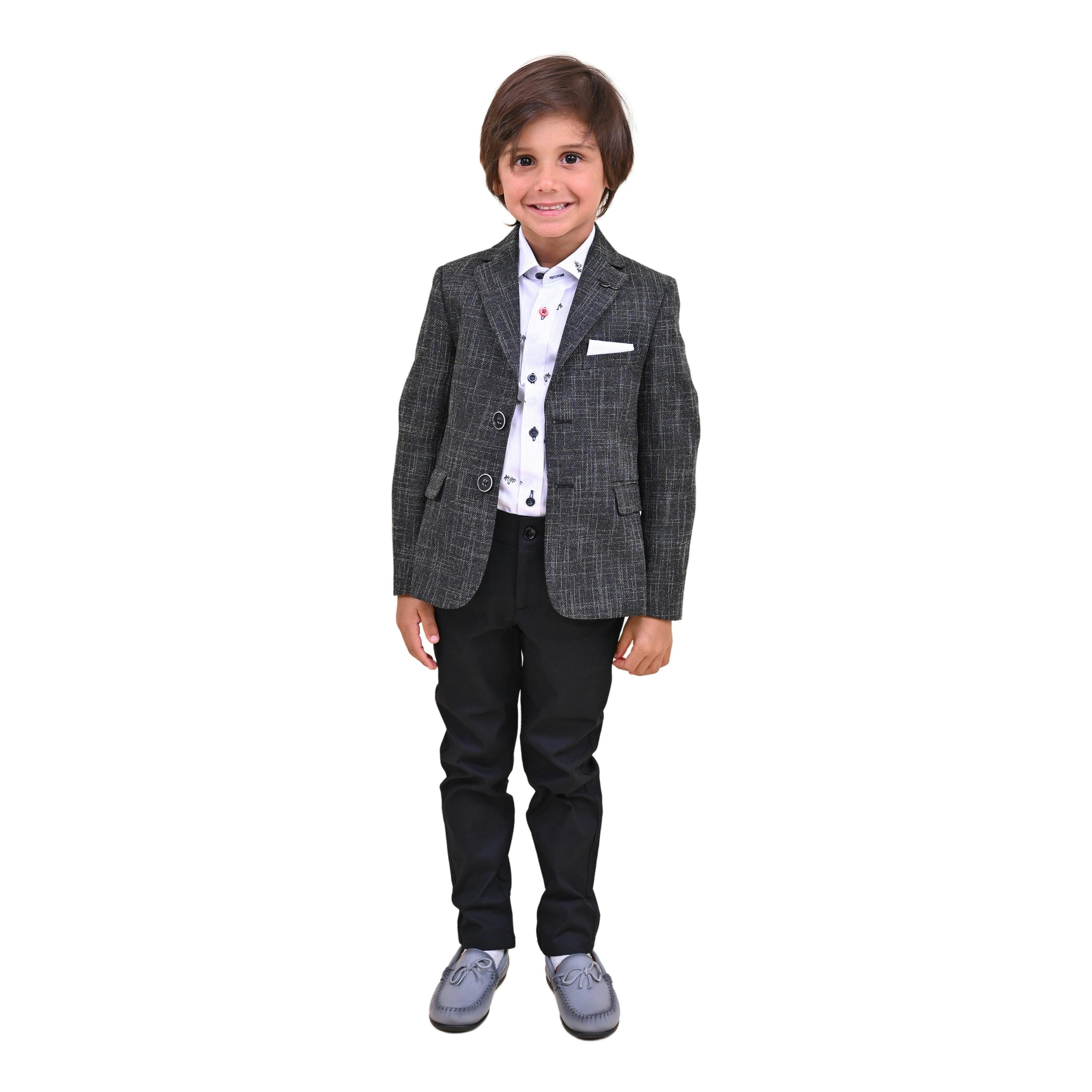 Smoky Gray Peak Lapel Blazer