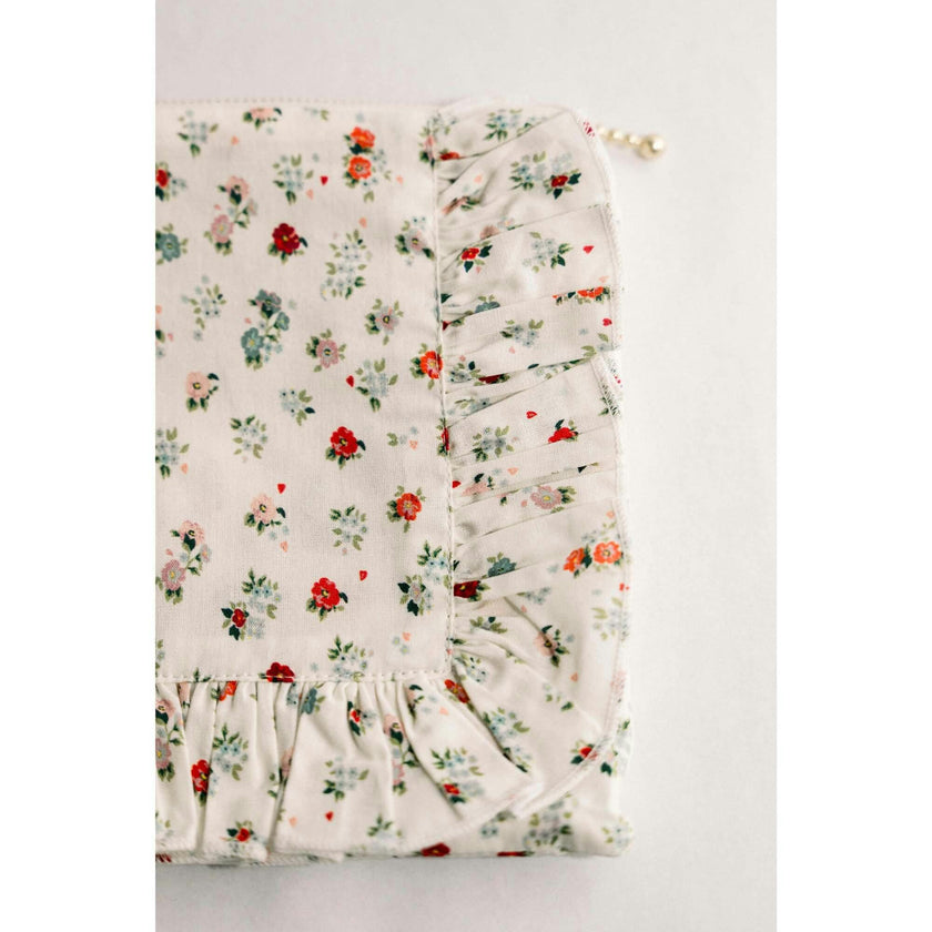 Petite Bouquet Timeless Floral Ruffle Zipper Pouch