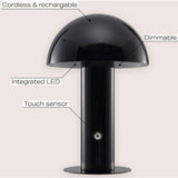 Boletus 10.75" Contemporary Bohemian Rechargeable/Cordless Iron Integrated LED Mushroom Table Lamp