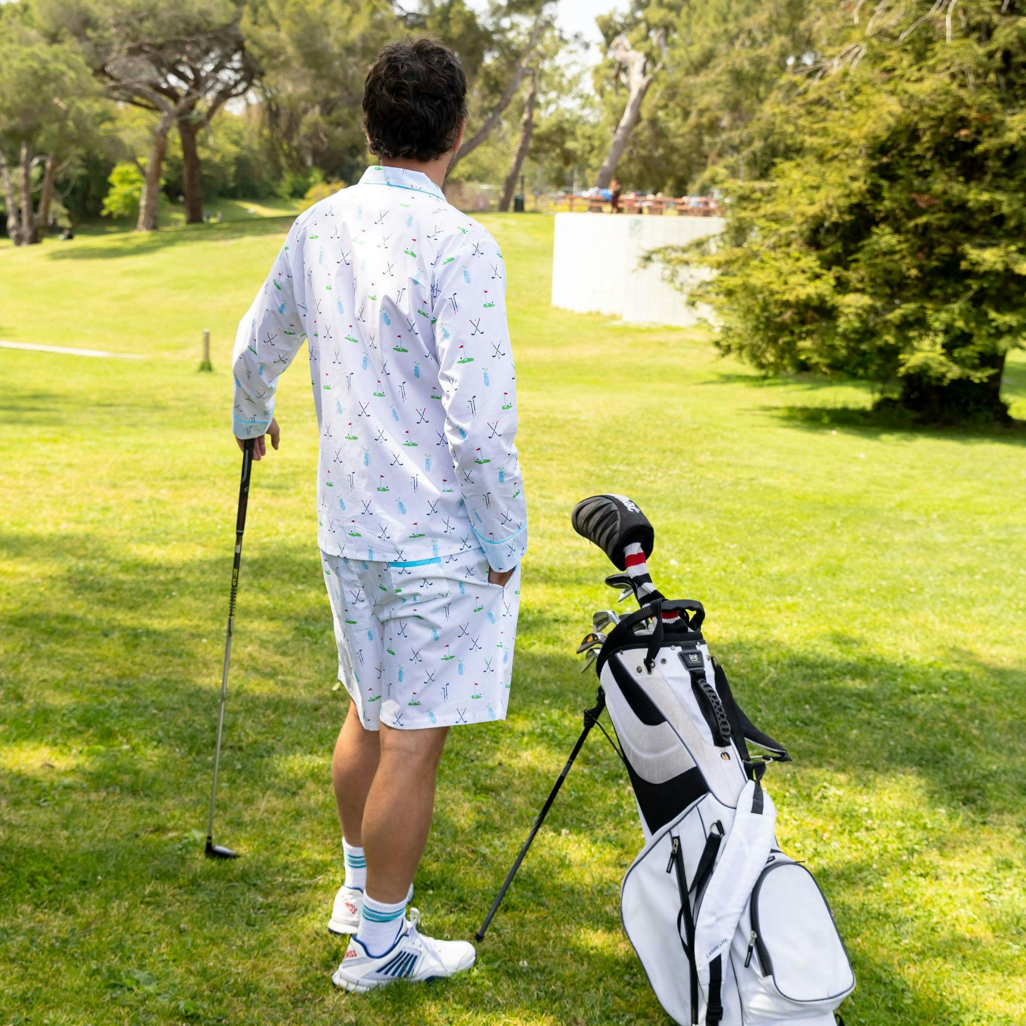 Men's Golf Sleep Shorts - Organic Cotton Poplin