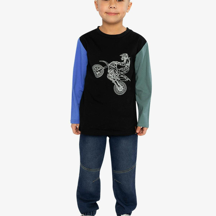 Long Sleeve T-Shirt Black, Blue And Green
