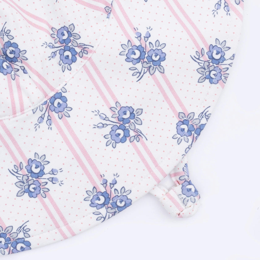 Stripe Dot Roses - Wide Brim Sun Hat
