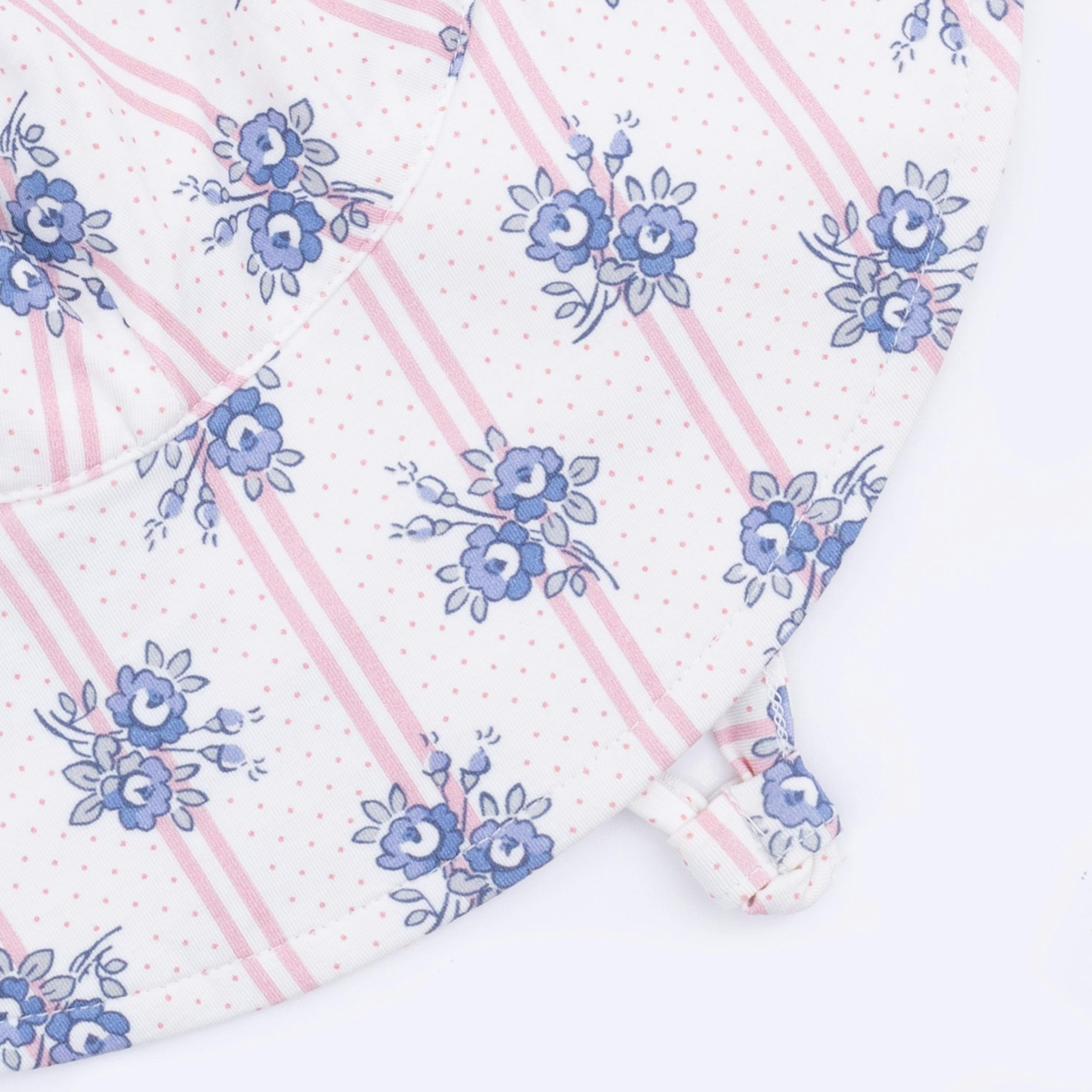 Stripe Dot Roses - Wide Brim Sun Hat