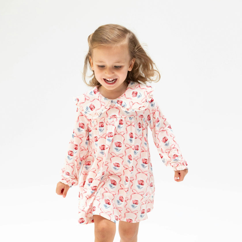 Leslie Rose - Sofia Dress with Oversize Collar and Bloomer