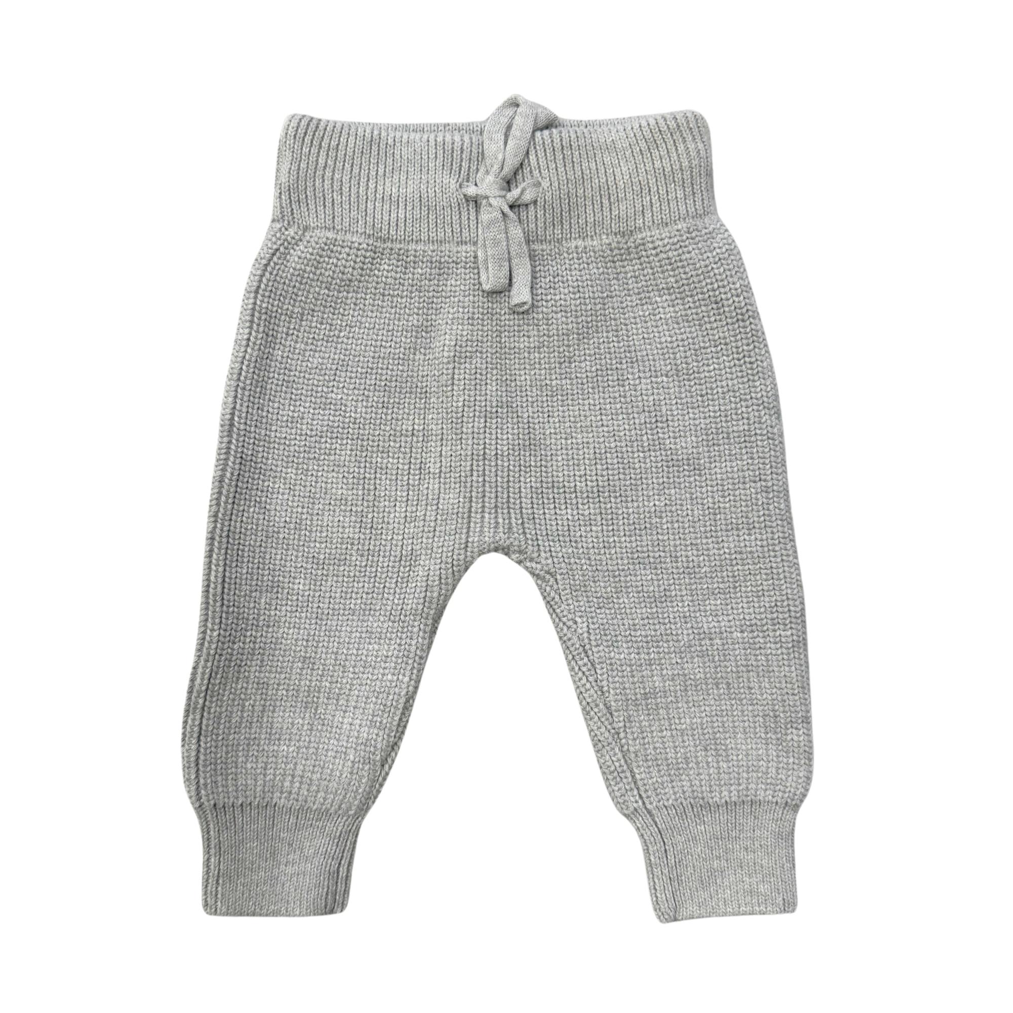 Baby Boy Knit Pants in Gray Marble
