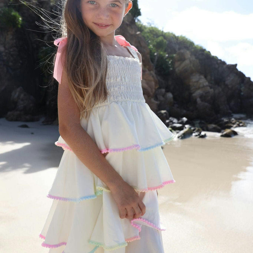 Rainbow Tiered Bow Dress