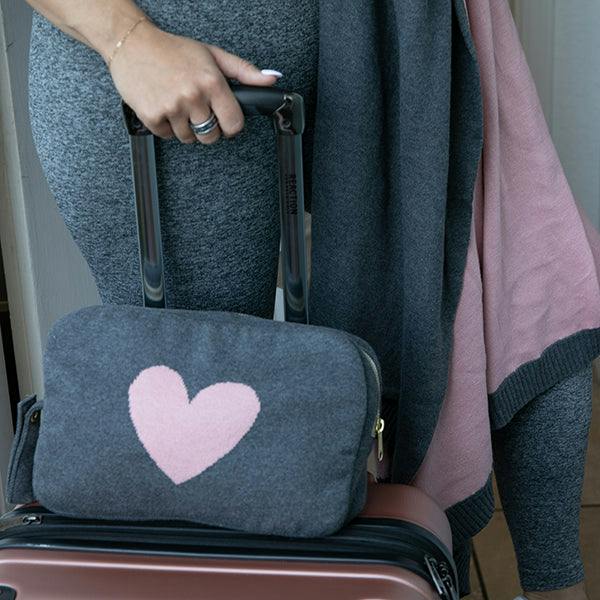 Hearts Reversible Blanket Travel Set