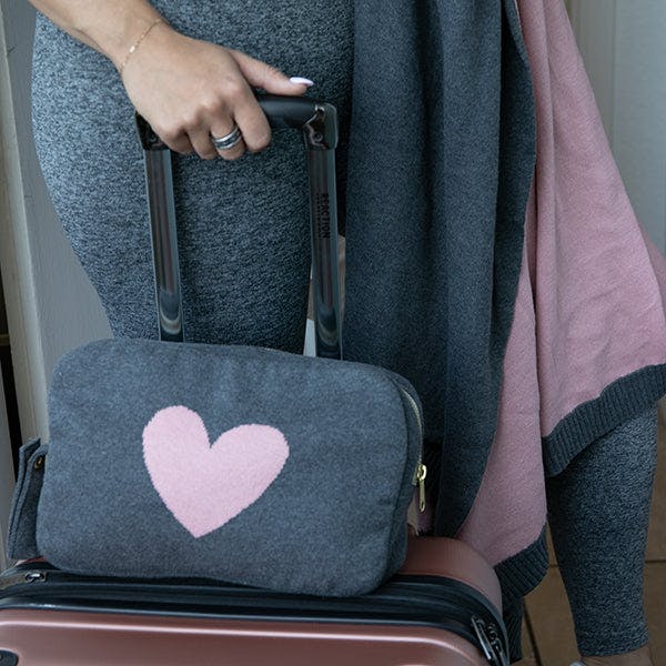 Hearts Reversible Blanket Travel Set