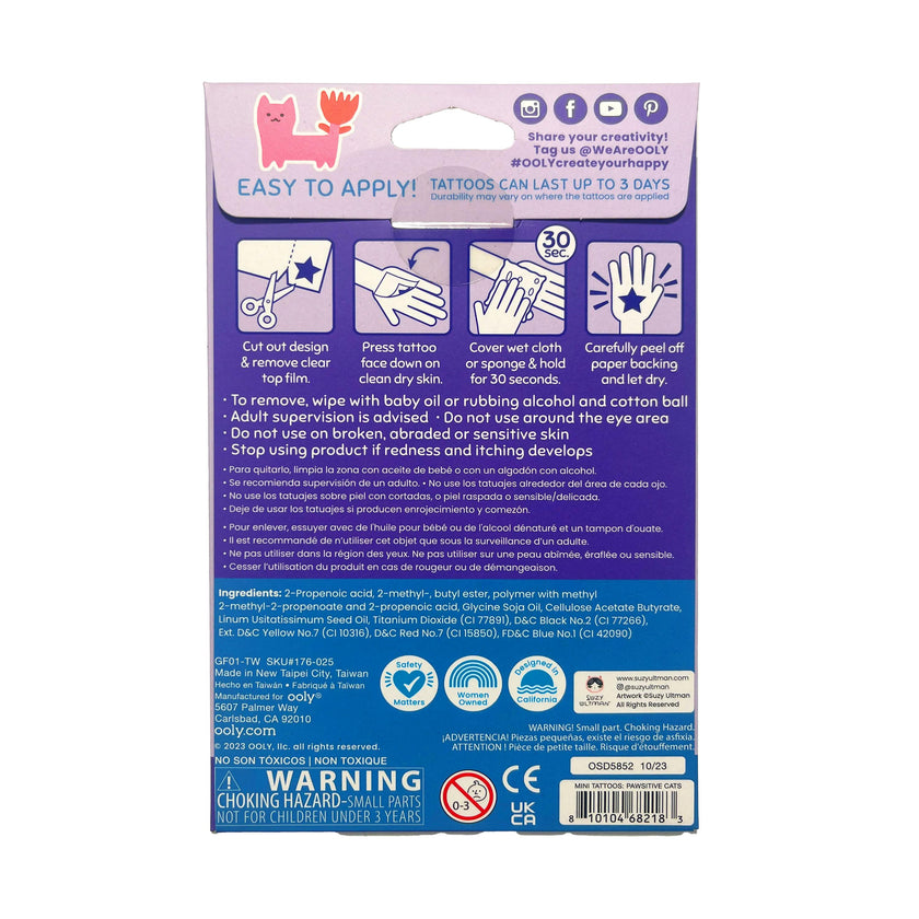 Tattoo-Palooza x Suzy Ultman: Temporary Tattoos Mini Pack - Pawsitive Cats