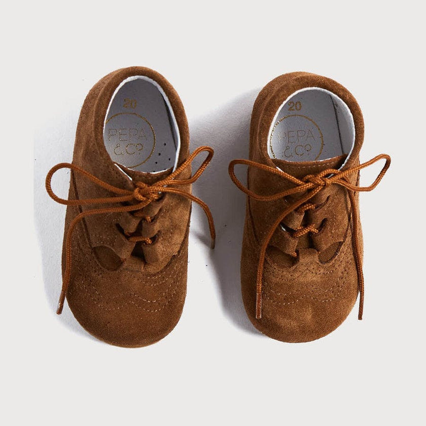 Suede Oxford Baby Booties in Brown (20-24EU)