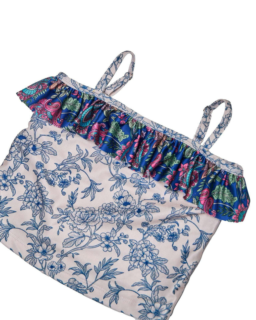 Girls Tankini Set – Ruffle Trim & High-Waisted Bottoms (River)