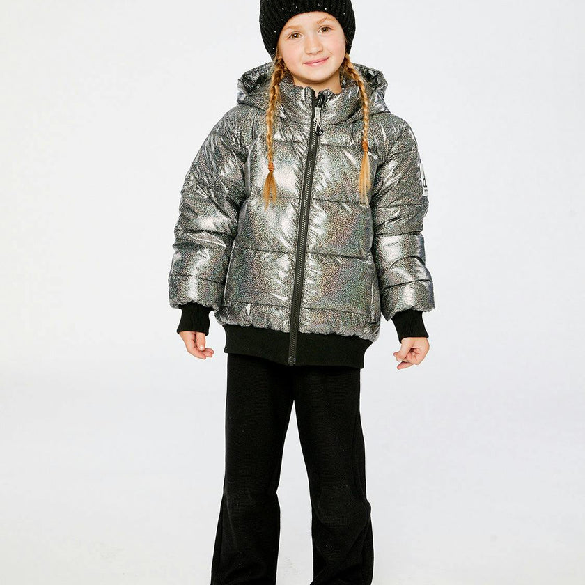Winter Puffy Jacket Black Glitter