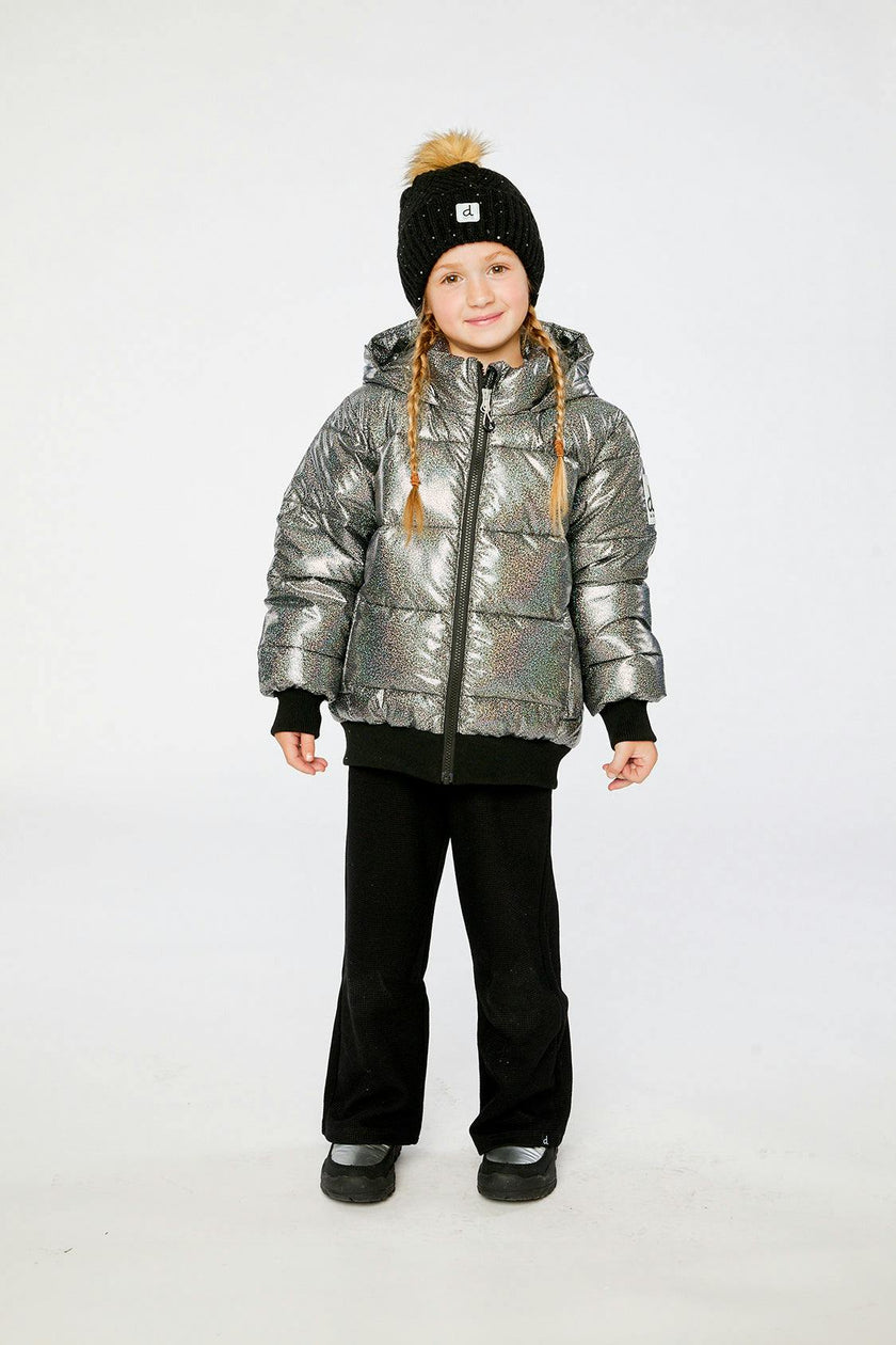Winter Puffy Jacket Black Glitter
