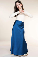 Washed Satin Maxi Skirt