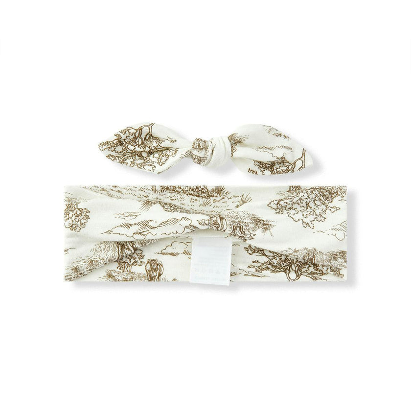 Country Toile Luxe Stretch Knotted Headband