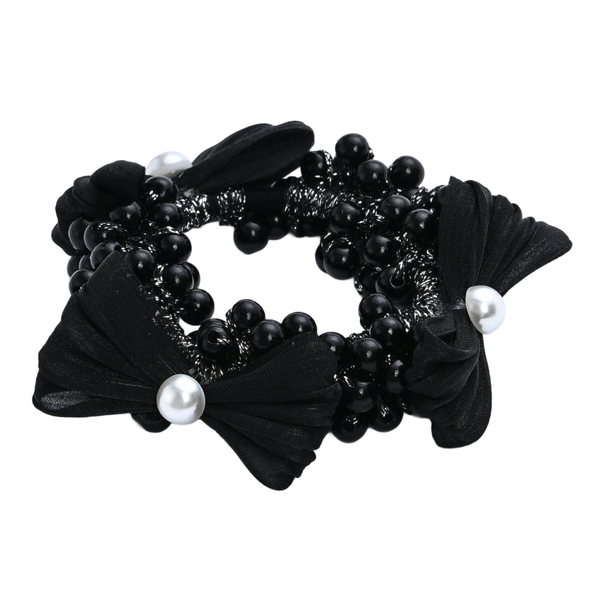 Pearl Cluster Bow Scrunchie Set
