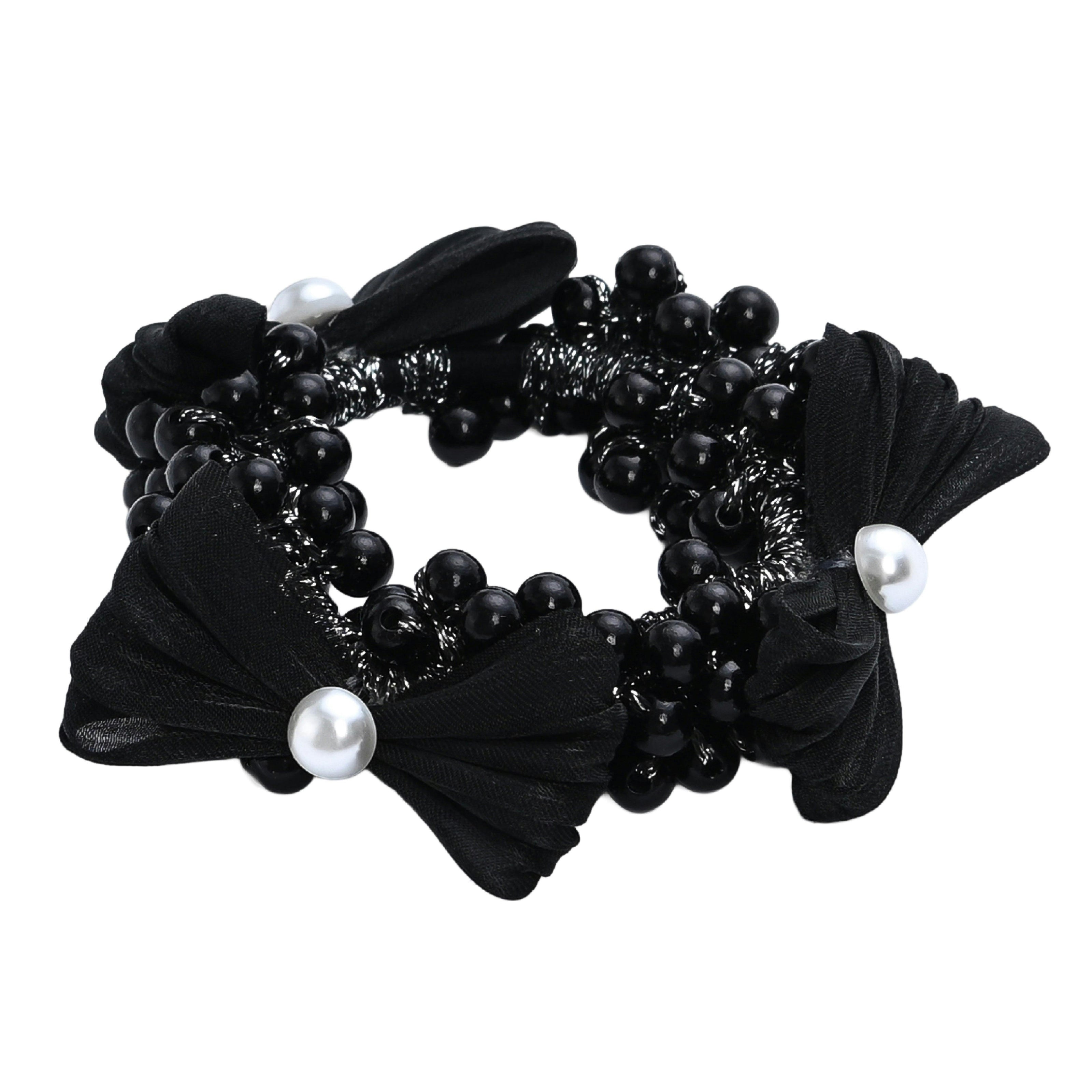 Pearl Cluster Bow Scrunchie Set