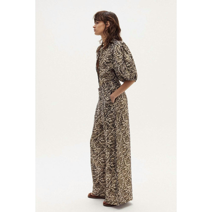 Culotte Metallic Linen Pants - Impala Print