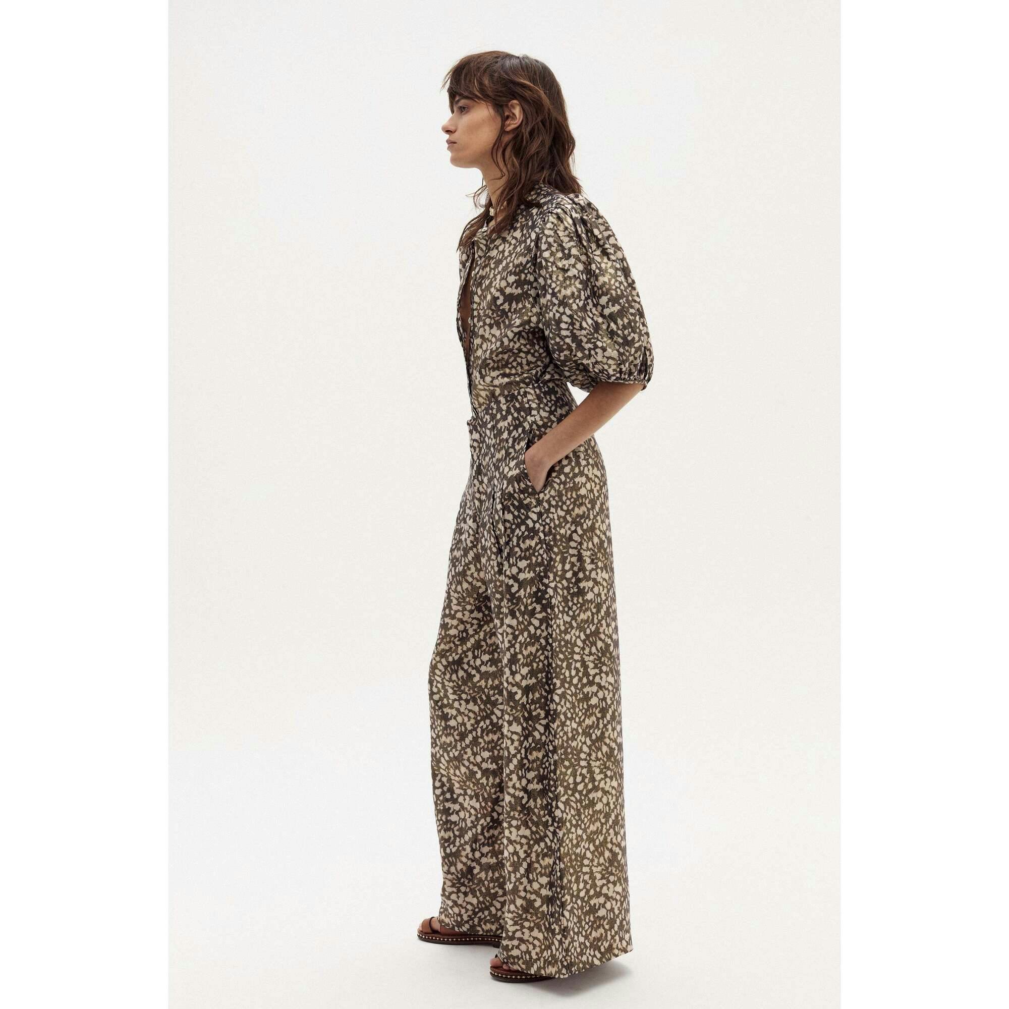 Culotte Metallic Linen Pants - Impala Print