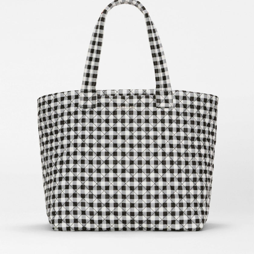 Black/White Gingham Large Metro Tote Deluxe