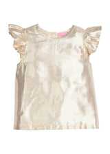 Gold Metallic Ruffle Shoulder Sleeveless Top