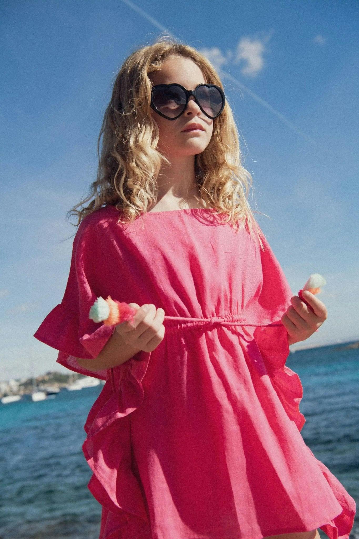 Girl's Tassel Kaftan, Hot Pink | LEA