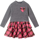 Kids Knit Top Plaid Skirt Dress