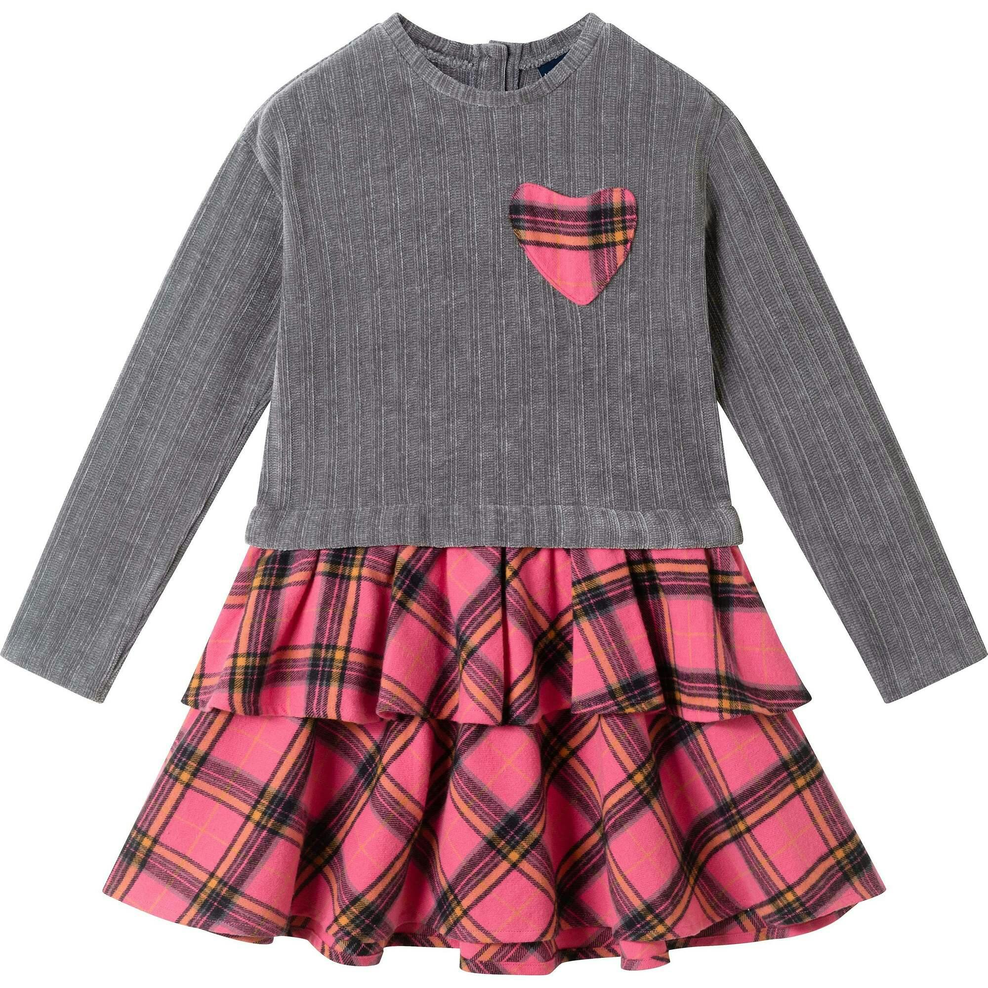 Kids Knit Top Plaid Skirt Dress