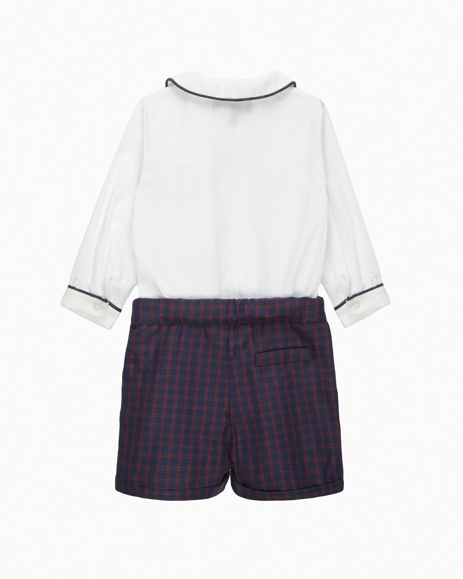The Rupert Smocked Set in White/Navy Check Guardsman