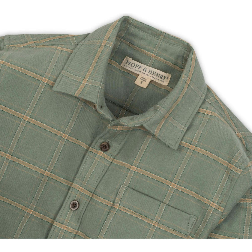 Organic Long Sleeve Flannel Button Down Shirt, Green