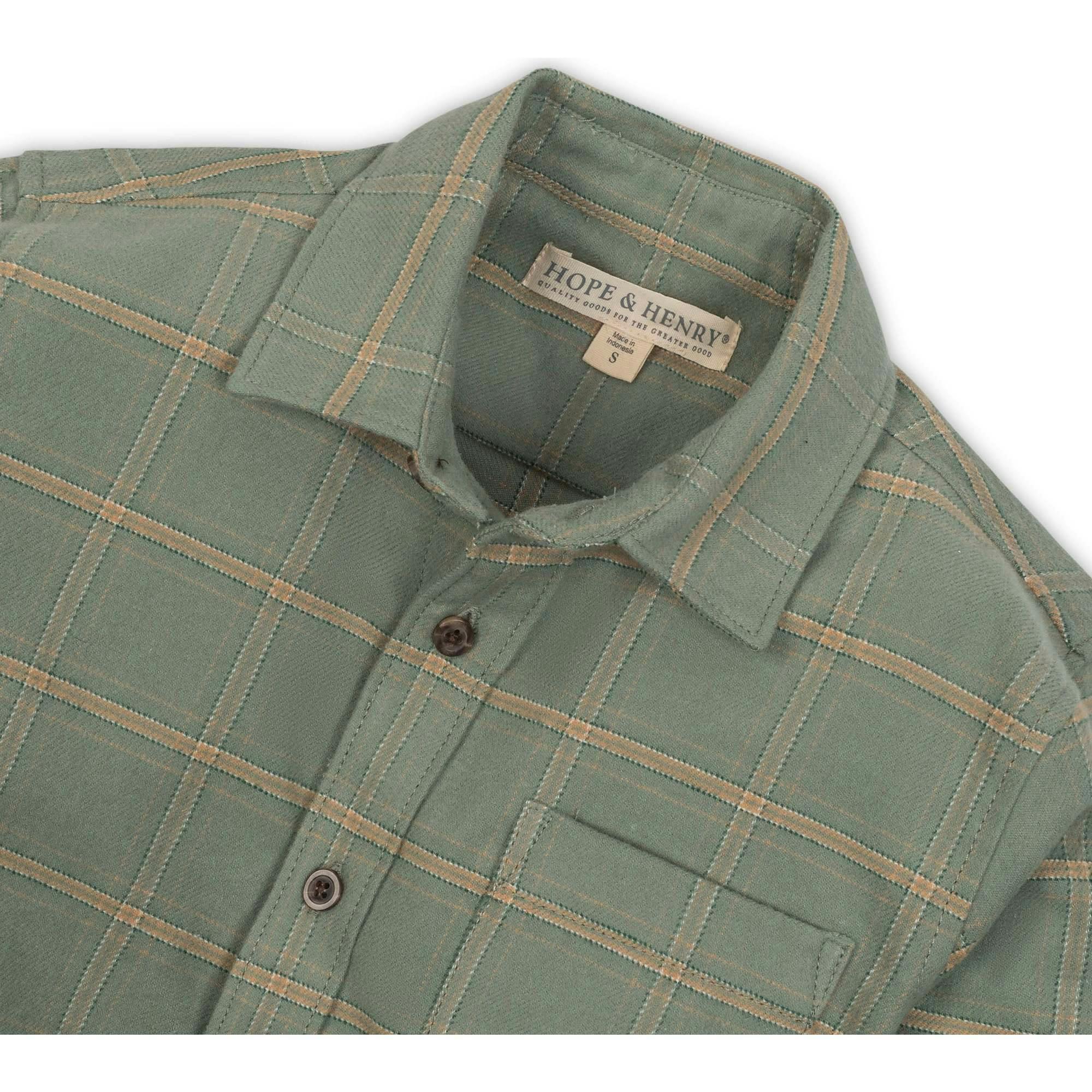 Organic Long Sleeve Flannel Button Down Shirt, Green