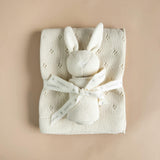 Pique Blanket and Bunny Lovey Gift Set - Cream