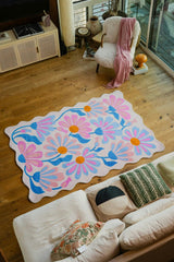 Lavender Base Purple Floral Wavy Rug by Jessica Miller