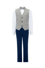 Gray Ruggero Striped Vest Outfit Set