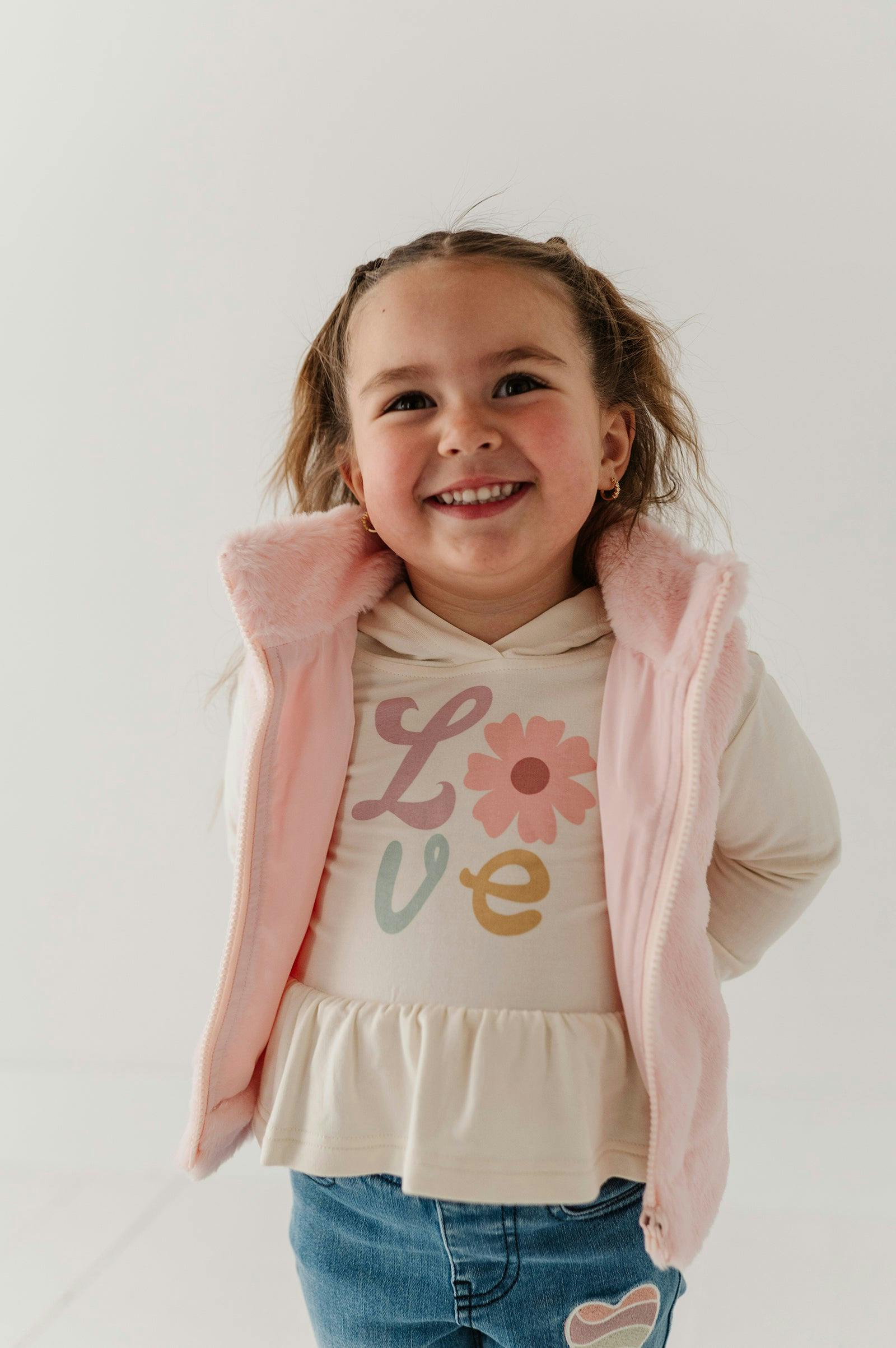 Girls Peplum Hoodie in Daisy Love