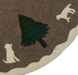 Hand Felted Wool Dogs and Trees Gray XL Christmas Tree Skirt 72"