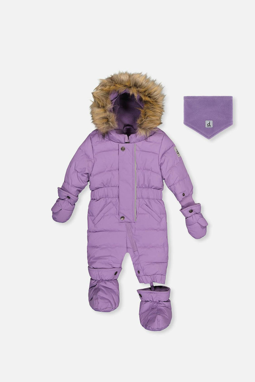 Baby Original One Piece Puffy Snowsuit With Removable Mittens And Boots Violet