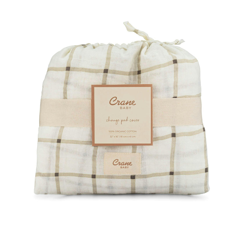 Avery Checkered Organic Cotton Quilted Change Pad Cover