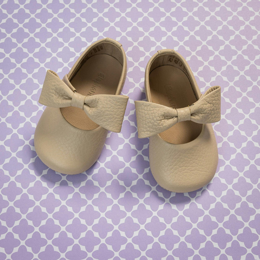 Baby Bow Ballet Flat | Cream Leather