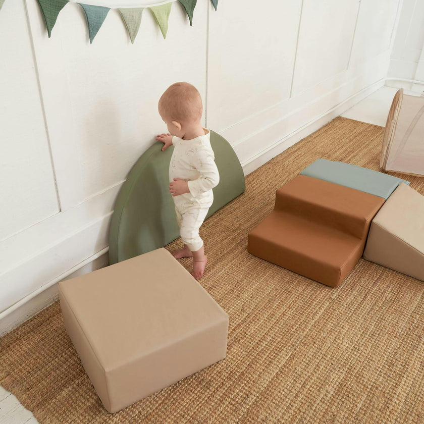 Fun Climbing Toy Set for Toddlers Aged 1-3 - Incl. Crawl Through Tunnel & PU-Leather Climbing Blocks for Indoor Fun - Foam Play Gym for Baby & Kids