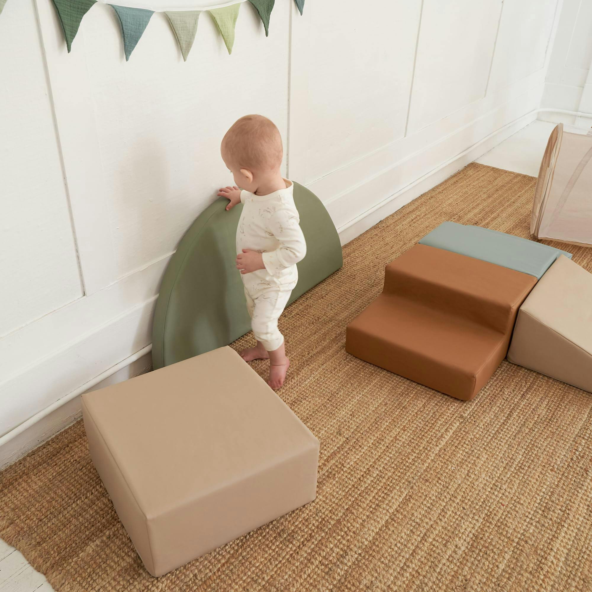 Fun Climbing Toy Set for Toddlers Aged 1-3 - Incl. Crawl Through Tunnel & PU-Leather Climbing Blocks for Indoor Fun - Foam Play Gym for Baby & Kids