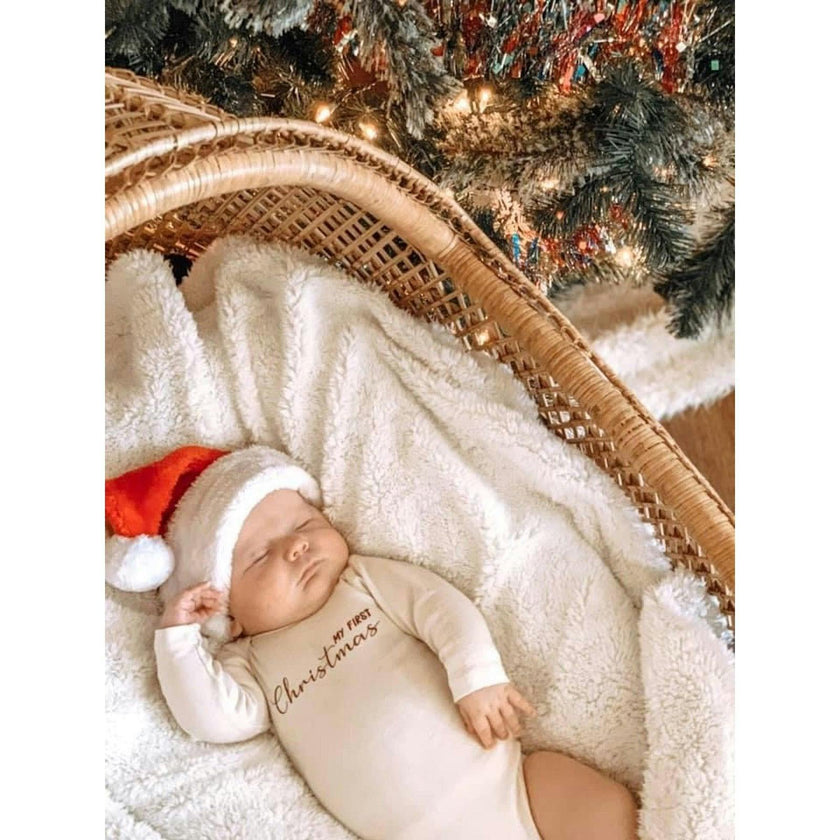 My First Christmas Organic Baby Bodysuit Long Sleeve